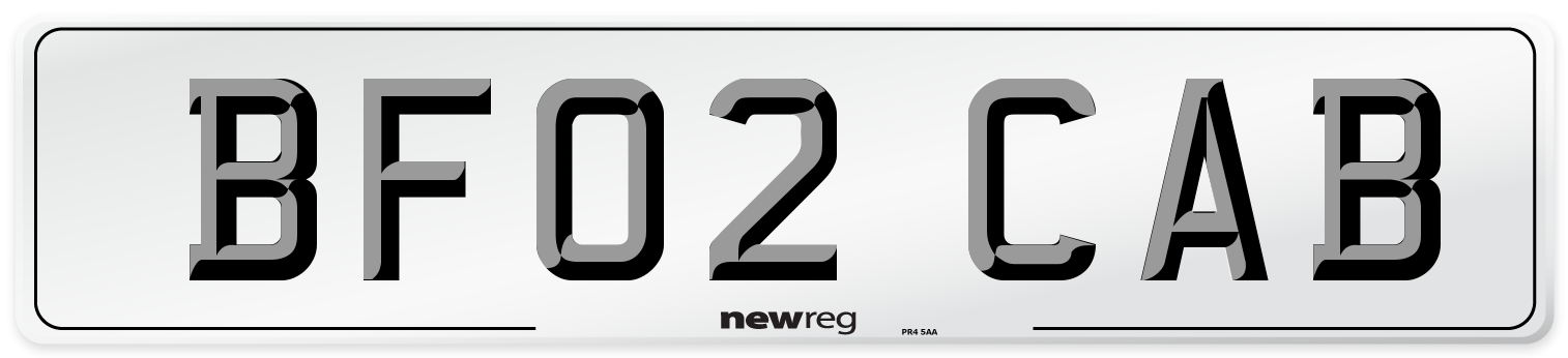 BF02 CAB Number Plate from New Reg